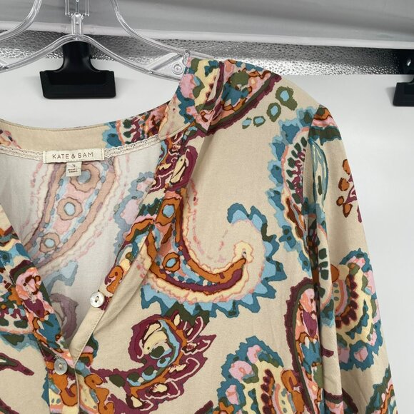 Kate & Sam Womens Paisley A-Line Dress 3/4 Sleeve Multicolor Size Small - Picture 4 of 9